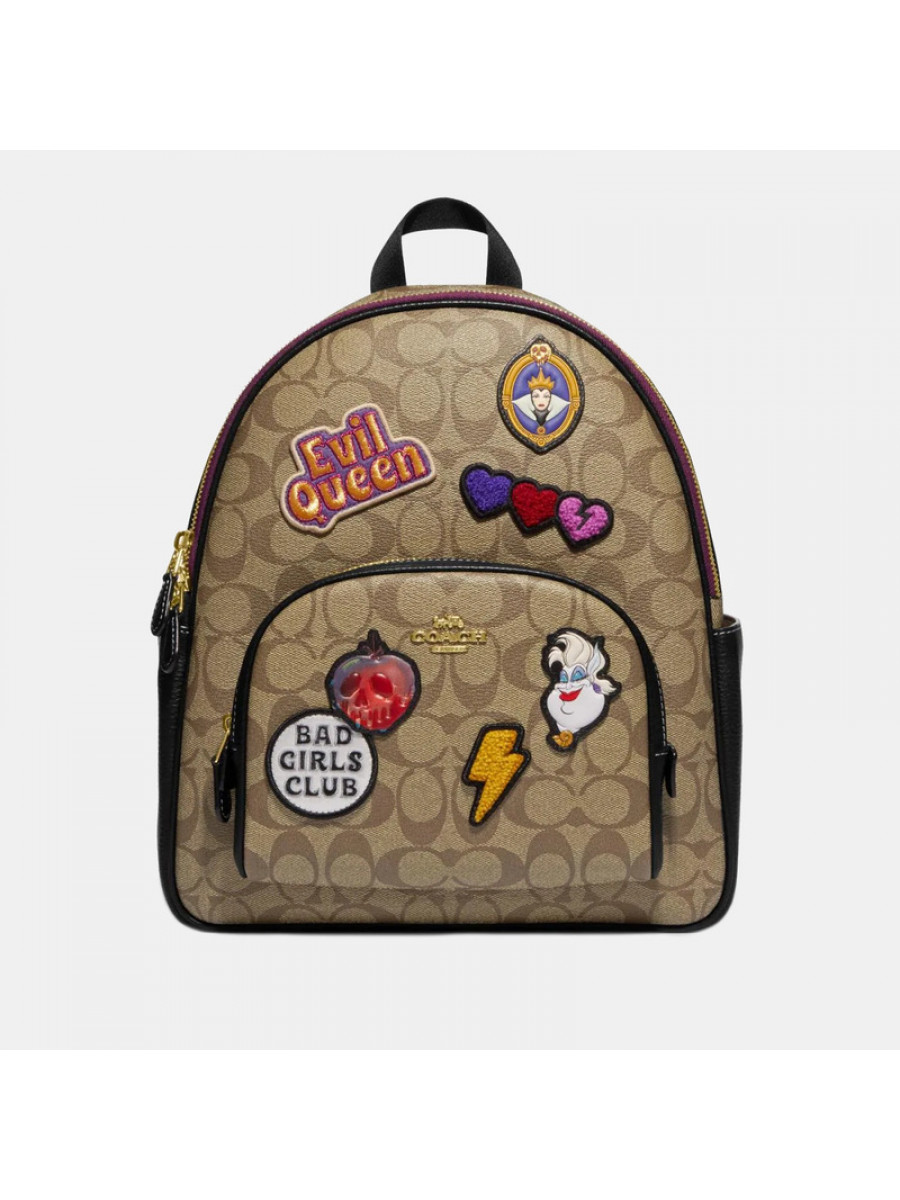 Рюкзак Coach Disney X Coach Court Backpack In Signature Canvas With Patches – Im/Khaki Multi Coach