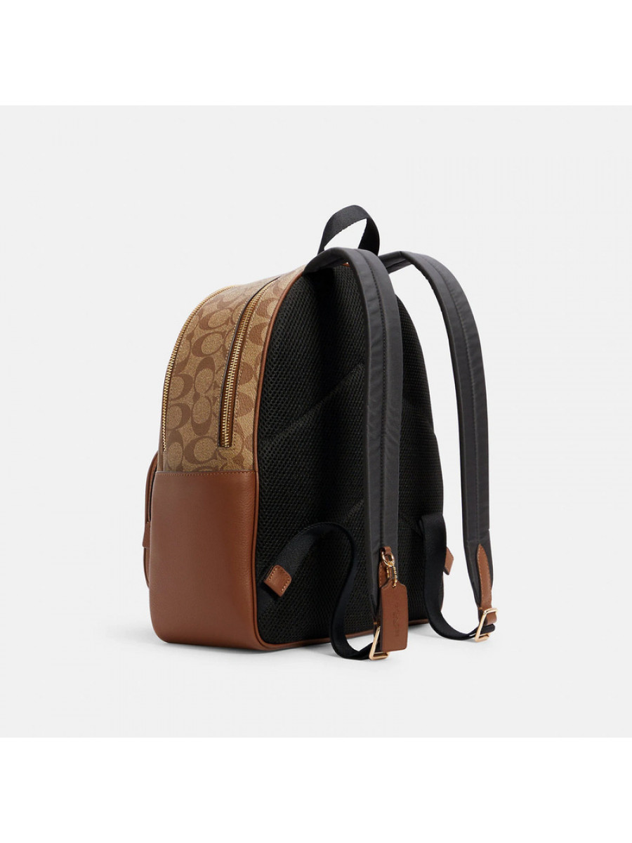 Рюкзак Coach Court Backpack In Signature Canvas – Im/Khaki/Saddle