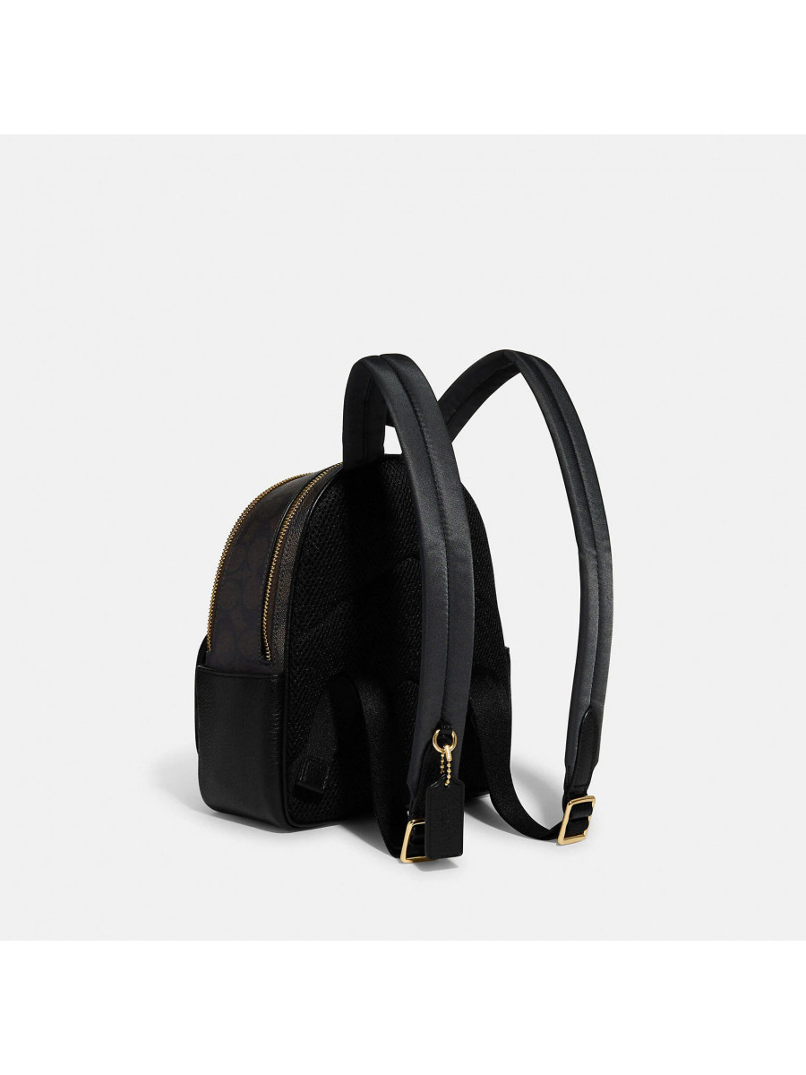 Рюкзак Coach Mini Court Backpack In Signature Canvas - Gold/Brown Black