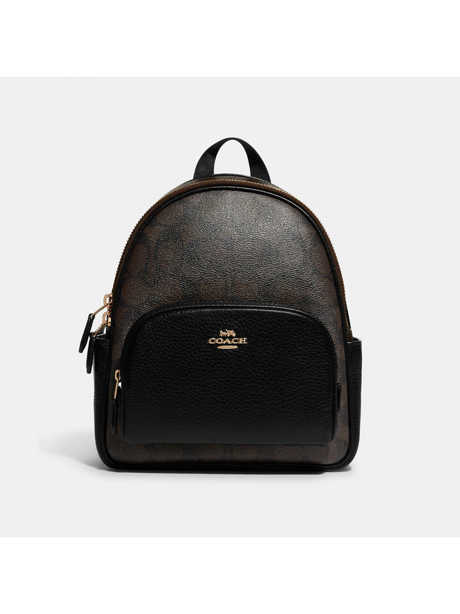 Рюкзак Coach Mini Court Backpack In Signature Canvas - Gold/Brown Black Coach