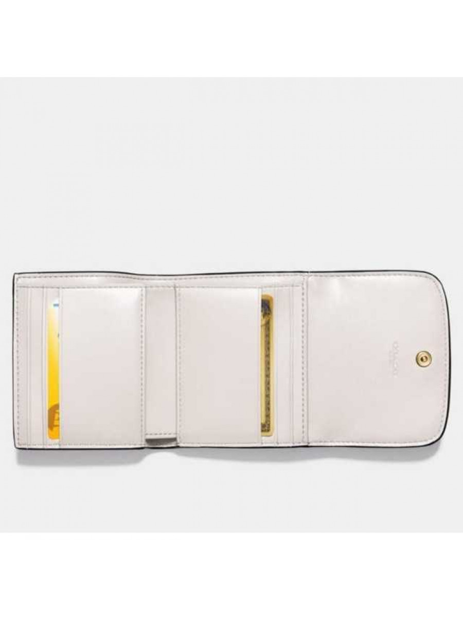 Кошелёк Coach Small Wallet In Signature Canvas (B4/Chalk)(Золото)