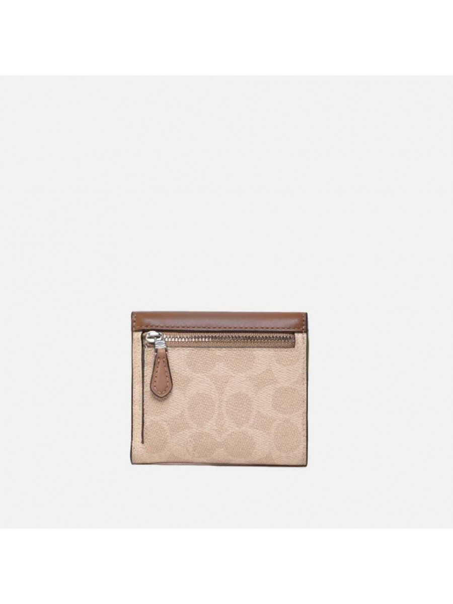 Кошелёк Coach Small Wallet In Signature Canvas (Brown/Tan)(Золото)