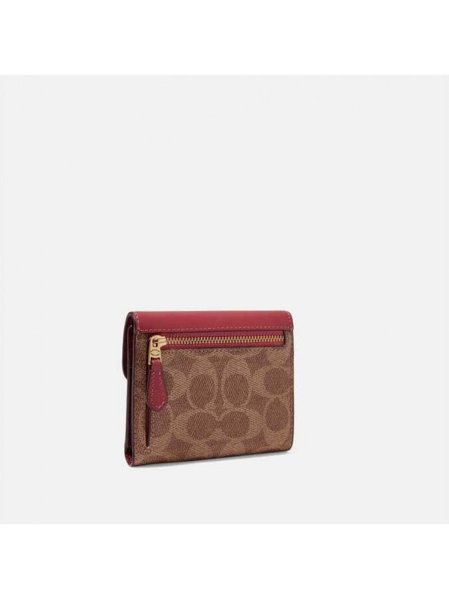 Кошелёк Coach Wyn Small Wallet In Signature Canvas (Brass/Tan Rouge)