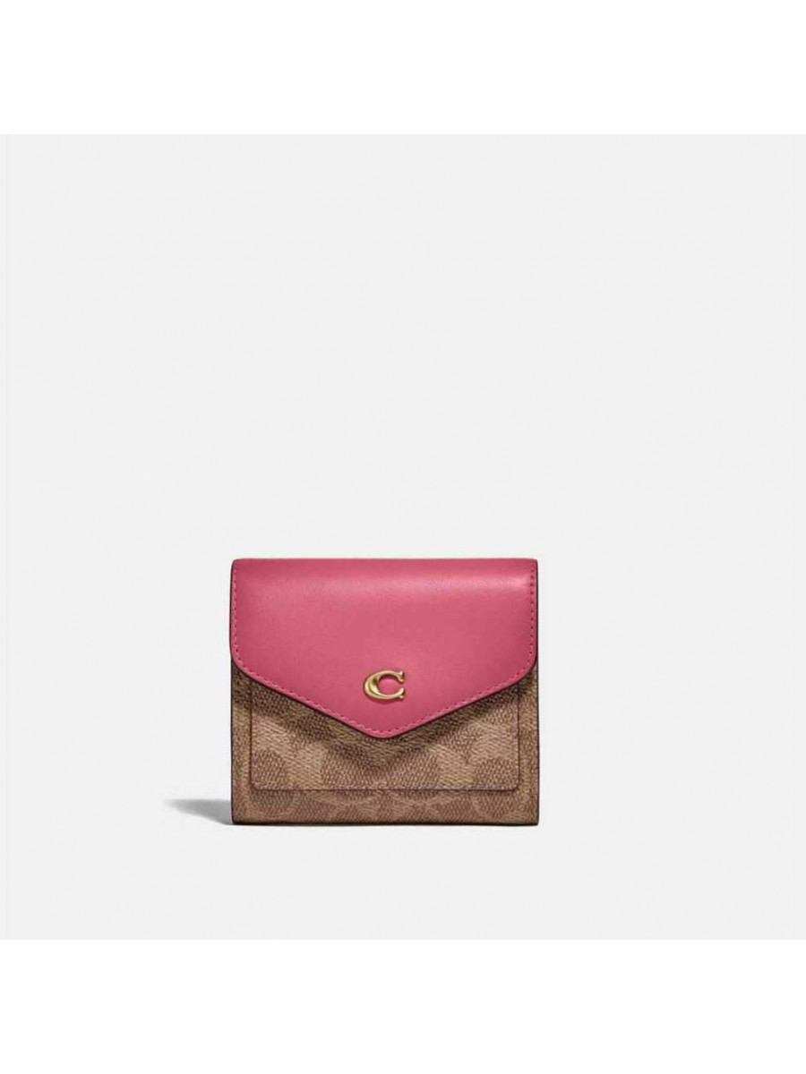 Кошелёк Coach Wyn Small Wallet In Signature Canvas (Brass/Tan Rouge) Coach