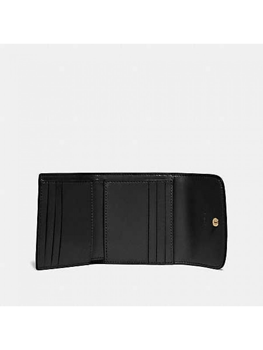 Кошелёк Coach Small Trifold Wallet (B4/Black)(Золото)