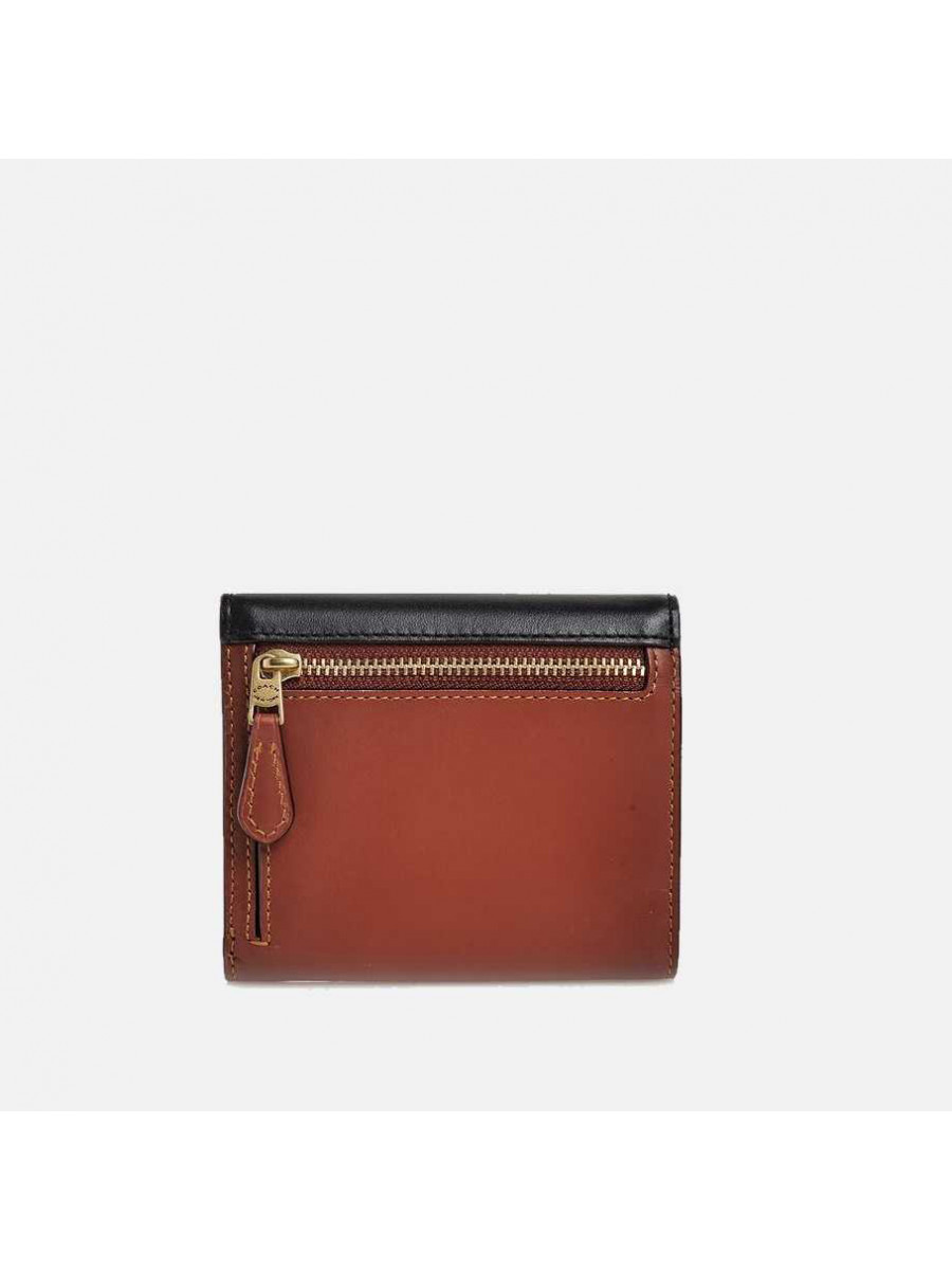 Кошелёк Coach Small Wallet In Colorblock Signature Canvas (B4/Tan Black)(Золото)