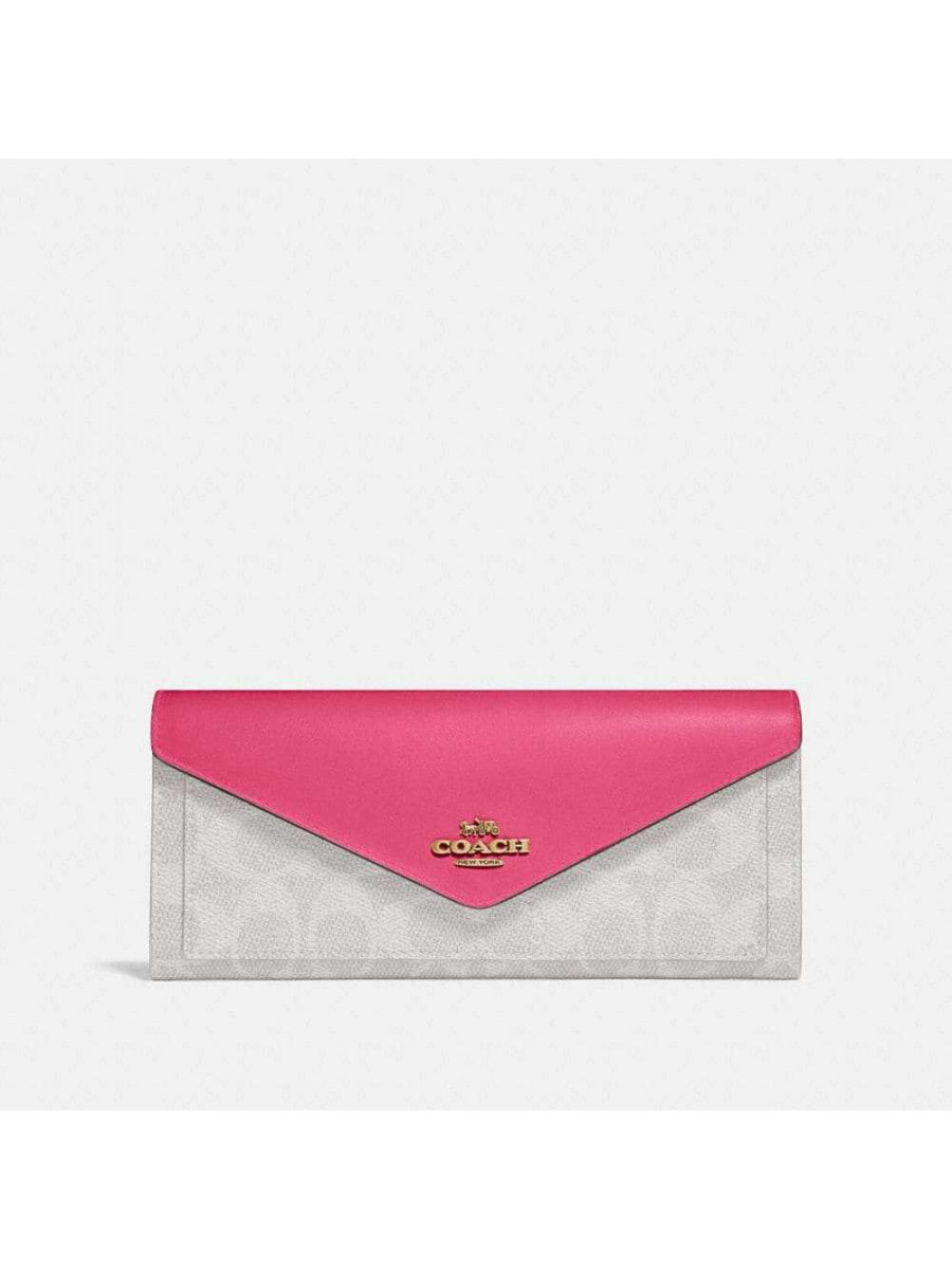 Кошелёк Coach Soft Wallet In Signature Canvas (B4/Confetti Multi)(Золото) Coach