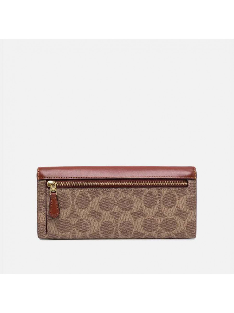 Кошелёк Coach Soft Wallet In Signature Canvas (B4/Tan Rust)(Золото)