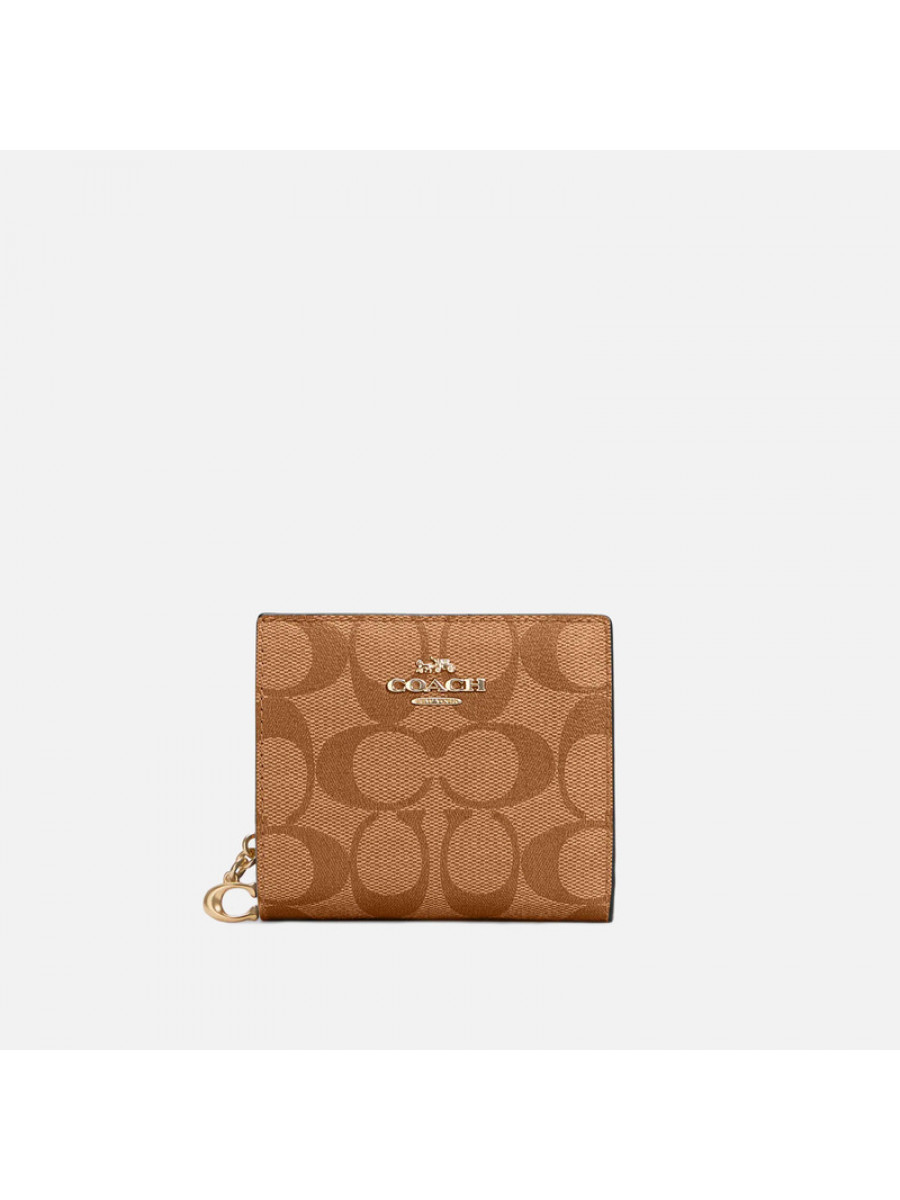 Кошелёк Coach Snap Wallet In Signature Canvas – Lt Khaki/Lt Saddle Coach