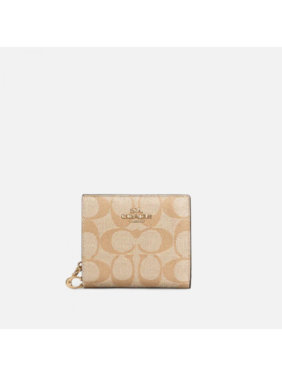 Кошелёк Coach Snap Wallet In Signature Canvas – Lt Khaki/Bubblegum Coach