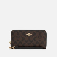 Coach - Кошелёк Coach Long Zip Around Wallet In Signature Canvas (Im/Brown/Black)