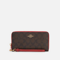 Coach - Кошелёк Coach Long Zip Around Wallet In Signature Canvas (Brown 1941 Red)