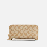 Coach - Кошелёк Coach Long Zip Around Wallet In Signature Canvas (Light Khaki/Chalk)