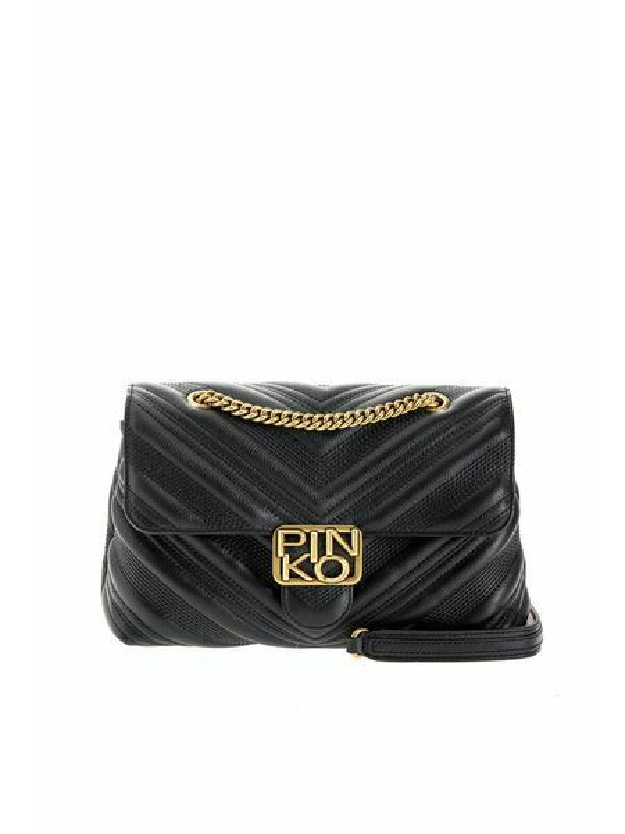 Сумка CLASSIC LOGO BAG PUFF CHEVRON -black Pinko