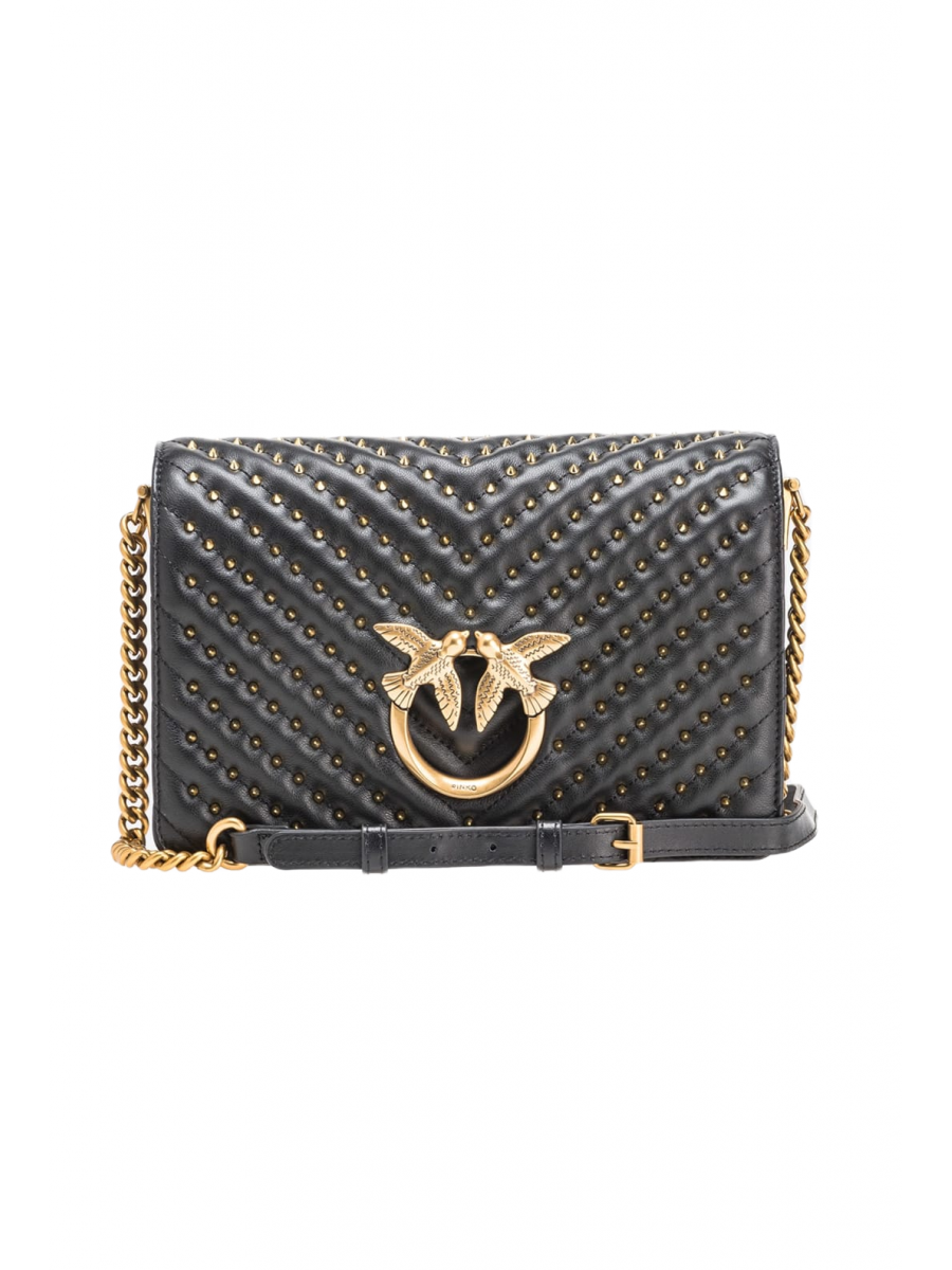 Сумка CLASSIC LOVE BAG CLICK CHEVRON STUDS – black-antique gold Pinko