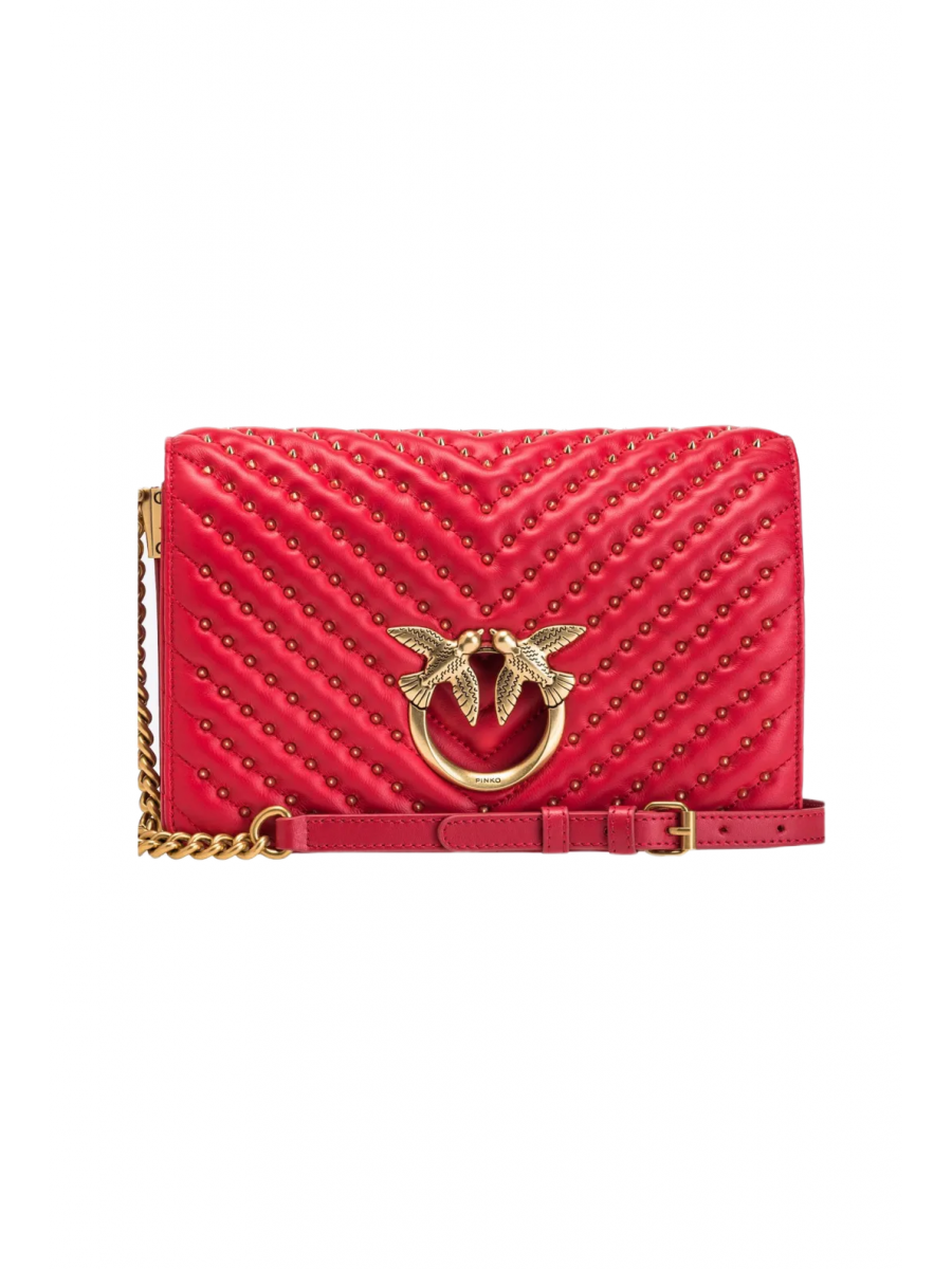 Сумка CLASSIC LOVE BAG CLICK CHEVRON STUDS – garnet red-antique gold Pinko