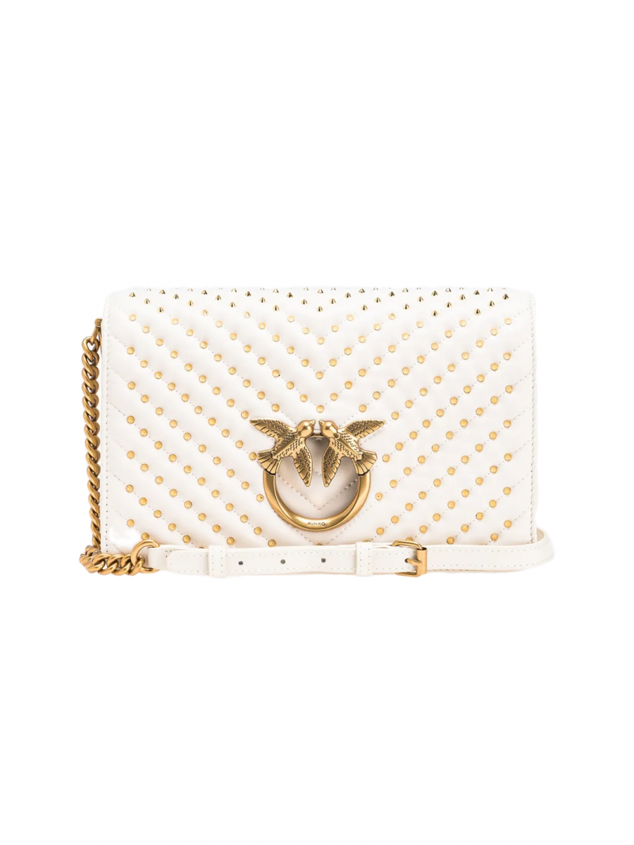 Сумка CLASSIC LOVE BAG CLICK CHEVRON STUDS – white-antique gold Pinko