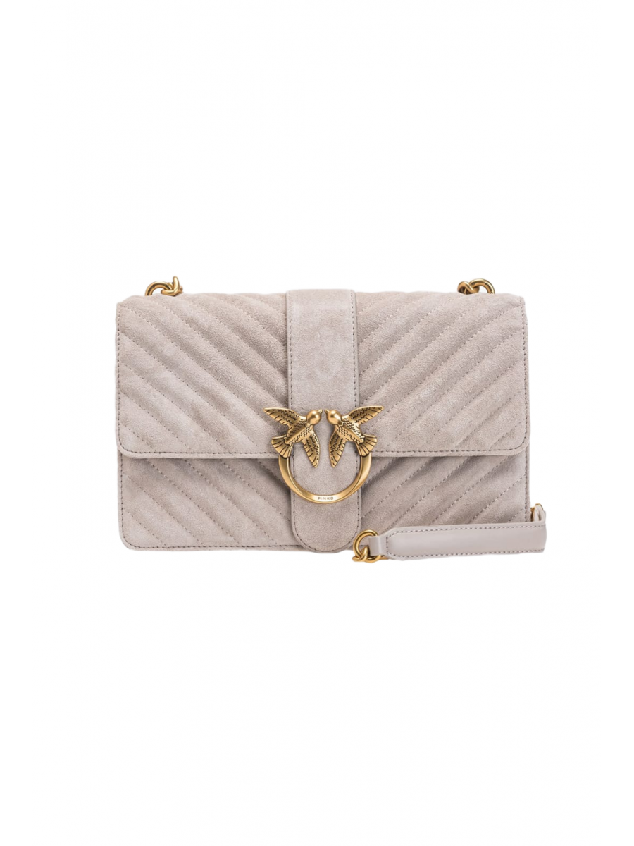 Сумка CLASSIC LOVE BAG ONE SUEDE – penguin grey-antique gold Pinko