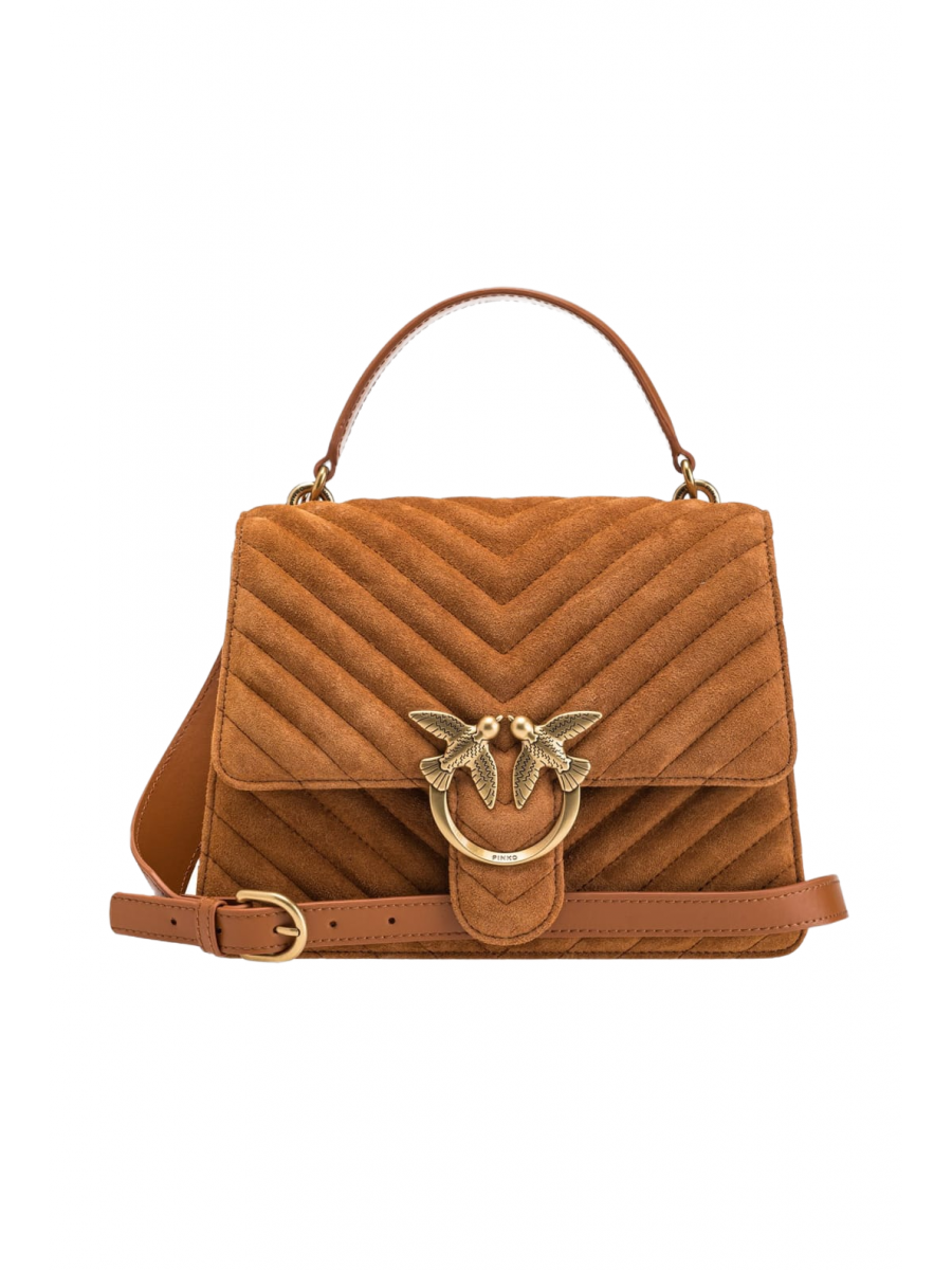 Сумка CLASSIC LOVE BAG ONE TOP HANDLE LIGHT SUEDE – cognac-antique gold Pinko