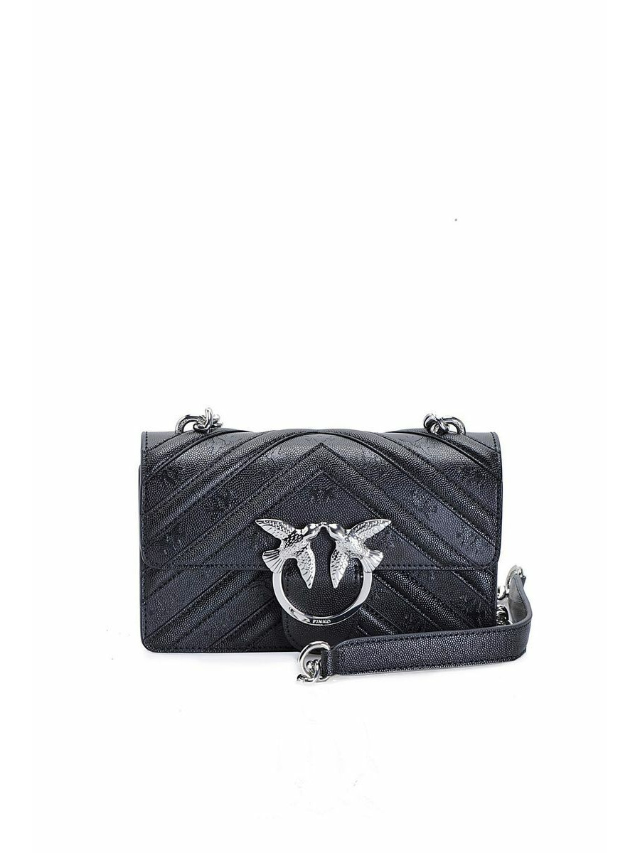 Сумка MIN LOVE BAG STRIPES LOVE BIRDS — black Pinko