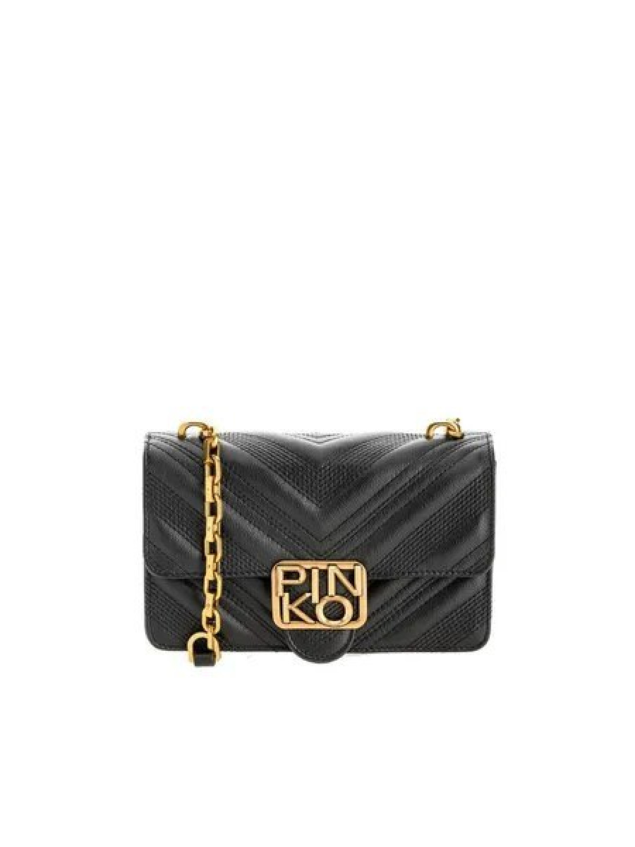 Сумка MINI LOGO BAG ICON CHEVRON — black Pinko