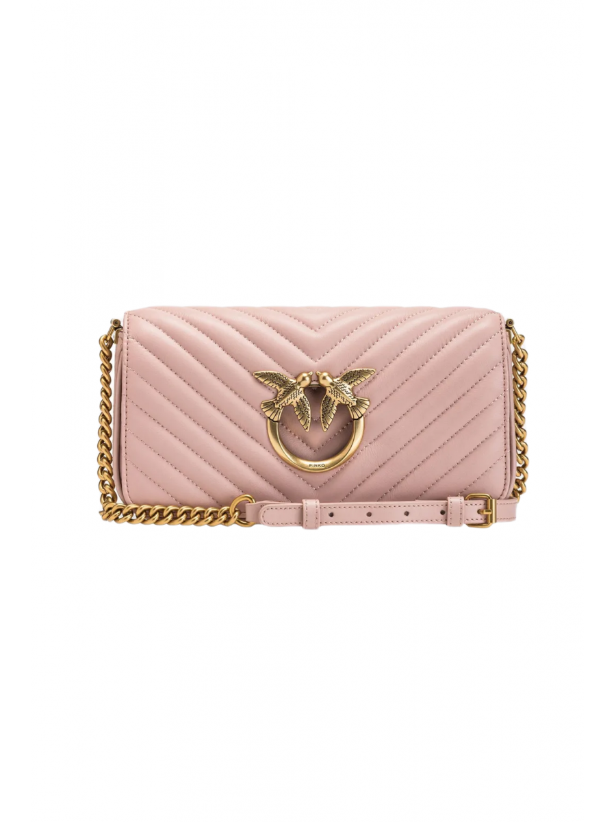 Сумка MINI LOVE BAG CLICK BAGUETTE CHEVRON – dusty pink-antique gold Pinko