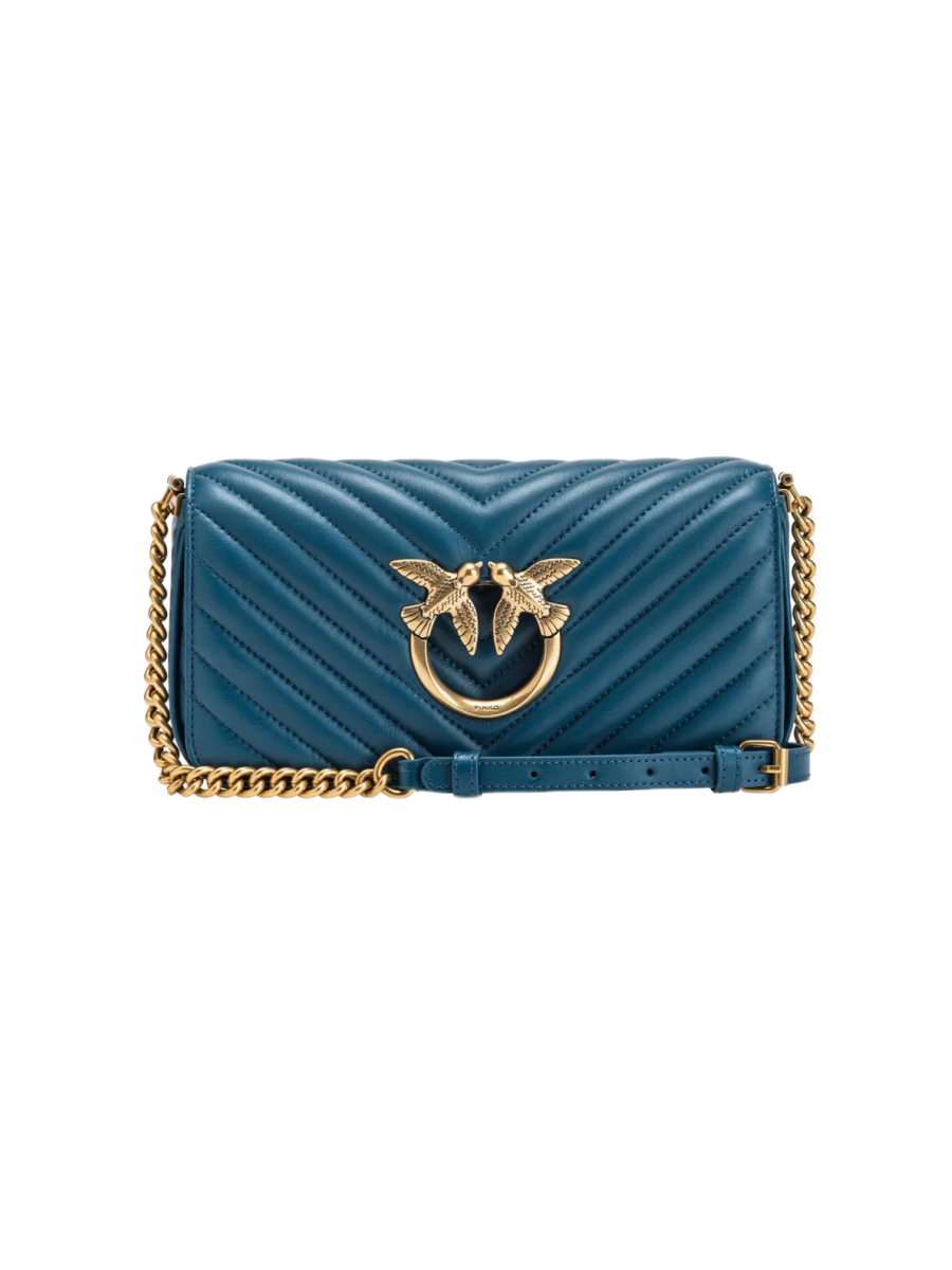 Сумка MINI LOVE BAG CLICK BAGUETTE CHEVRON – teal-antique gold Pinko