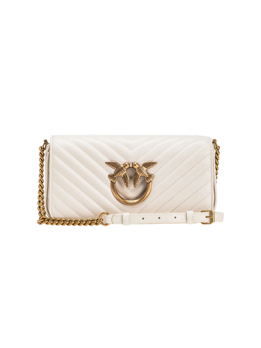 Сумка MINI LOVE BAG CLICK BAGUETTE CHEVRON – white-antique gold Pinko