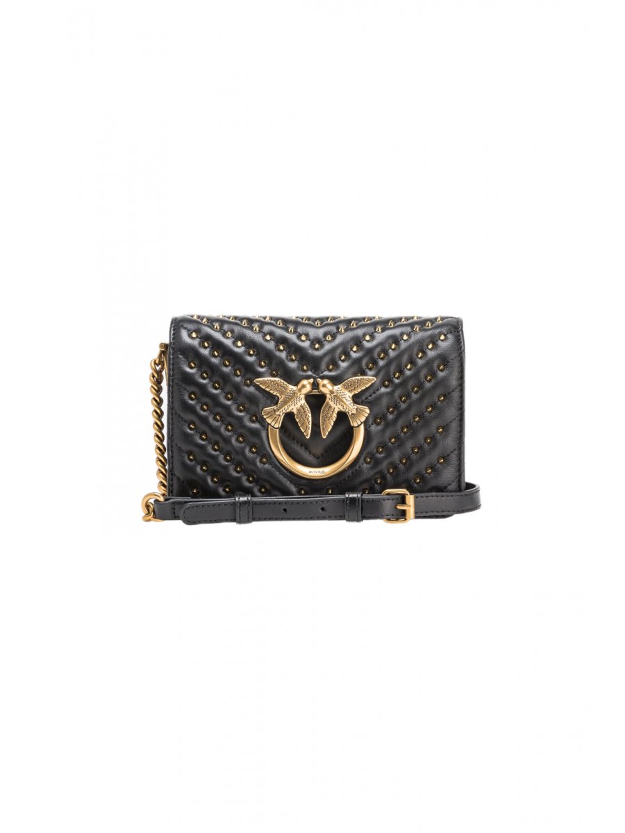 Сумка MINI LOVE BAG CLICK CHEVRON STUDS – black-antique gold Pinko