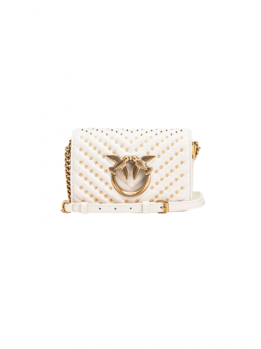 Сумка MINI LOVE BAG CLICK CHEVRON STUDS – white+white-antique gold Pinko