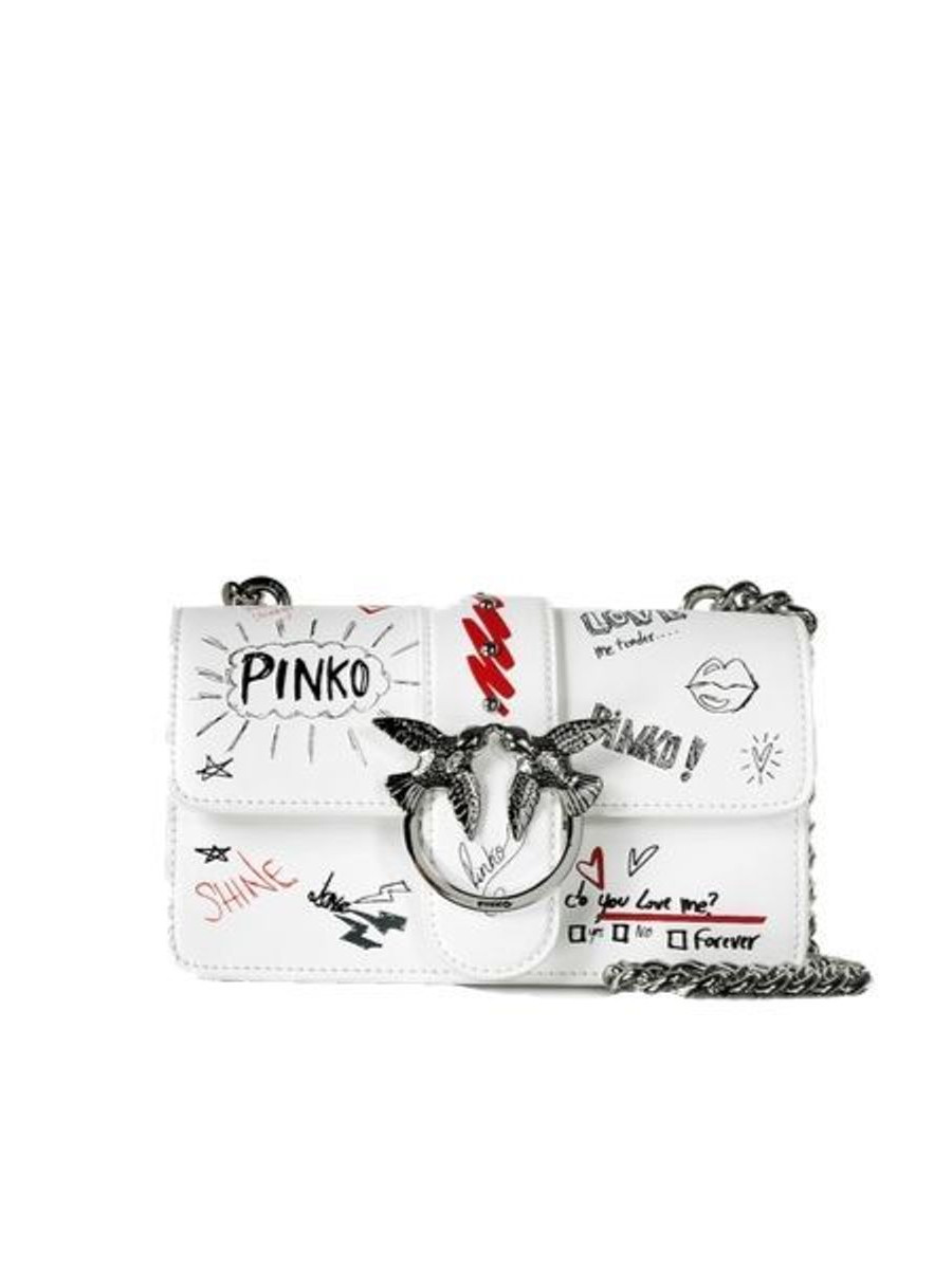 Сумка MINI LOVE BAG GRAFFITI SHOULDER — white Pinko