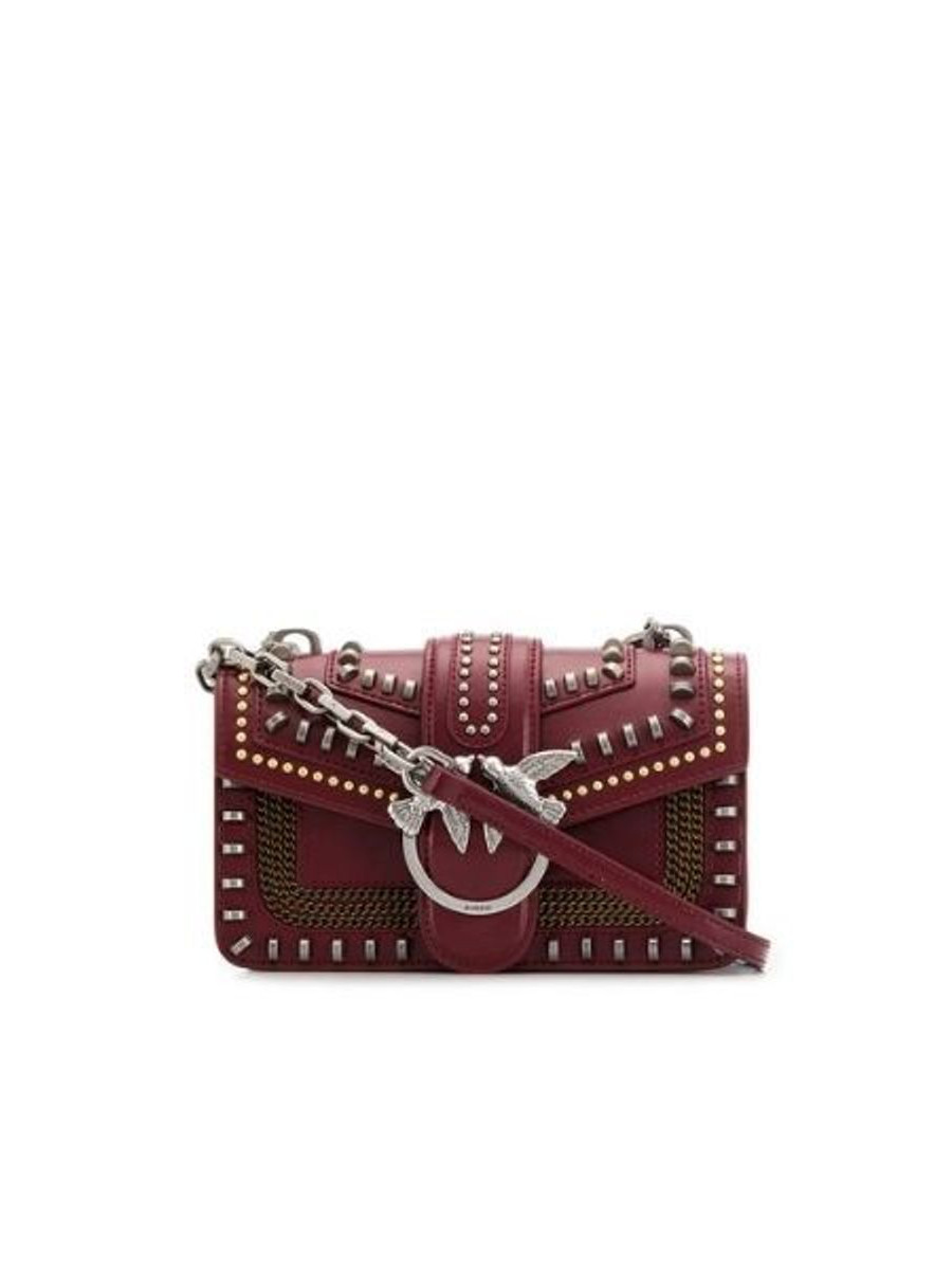 Сумка MINI LOVE BAG MIX STUDS — burgundy Pinko