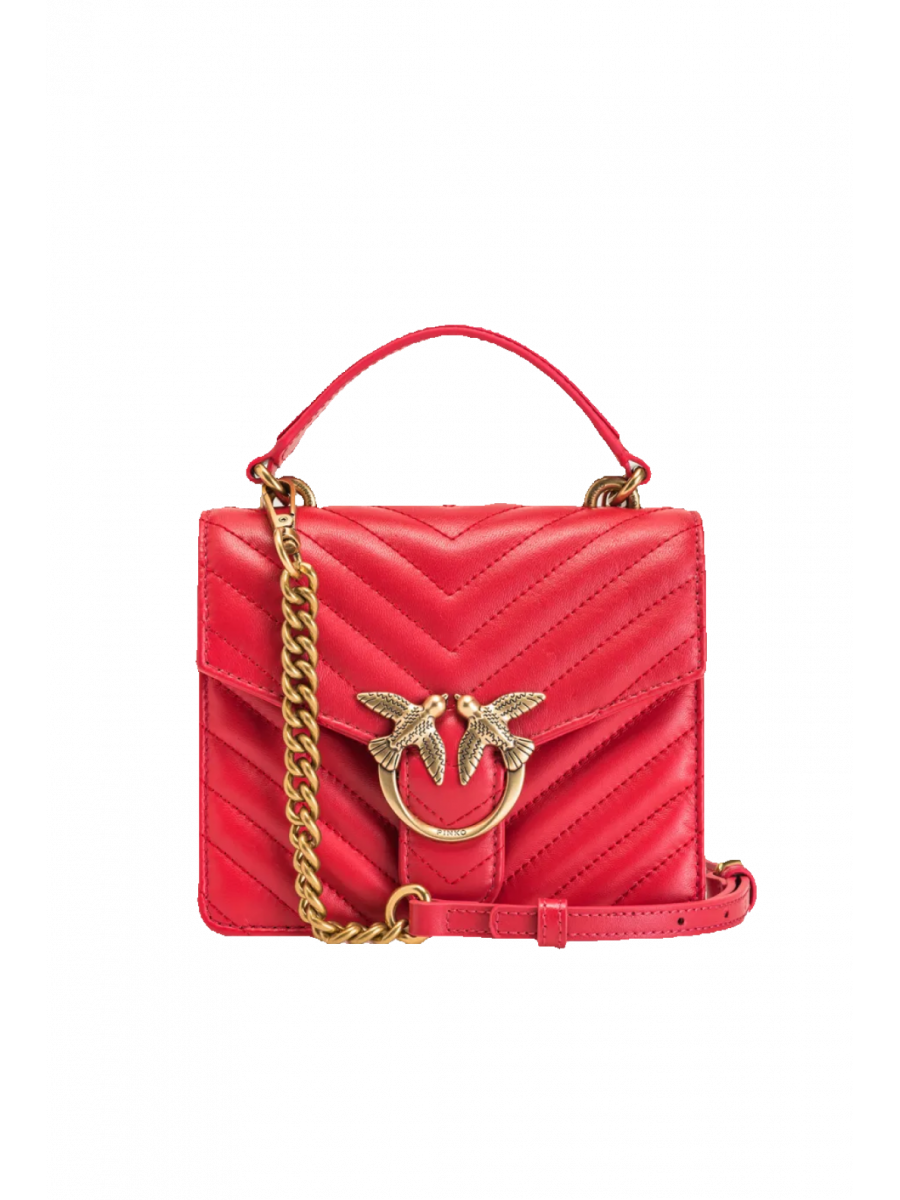 Сумка MINI LOVE BAG TOP HANDLE CHEVRON – red-antique gold Pinko