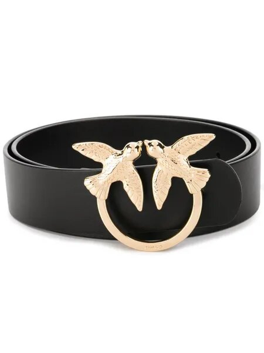 Ремень LOVE BIRDS SIMPLY LEATHER BELT — black–gold / L (100см)- L (100см)