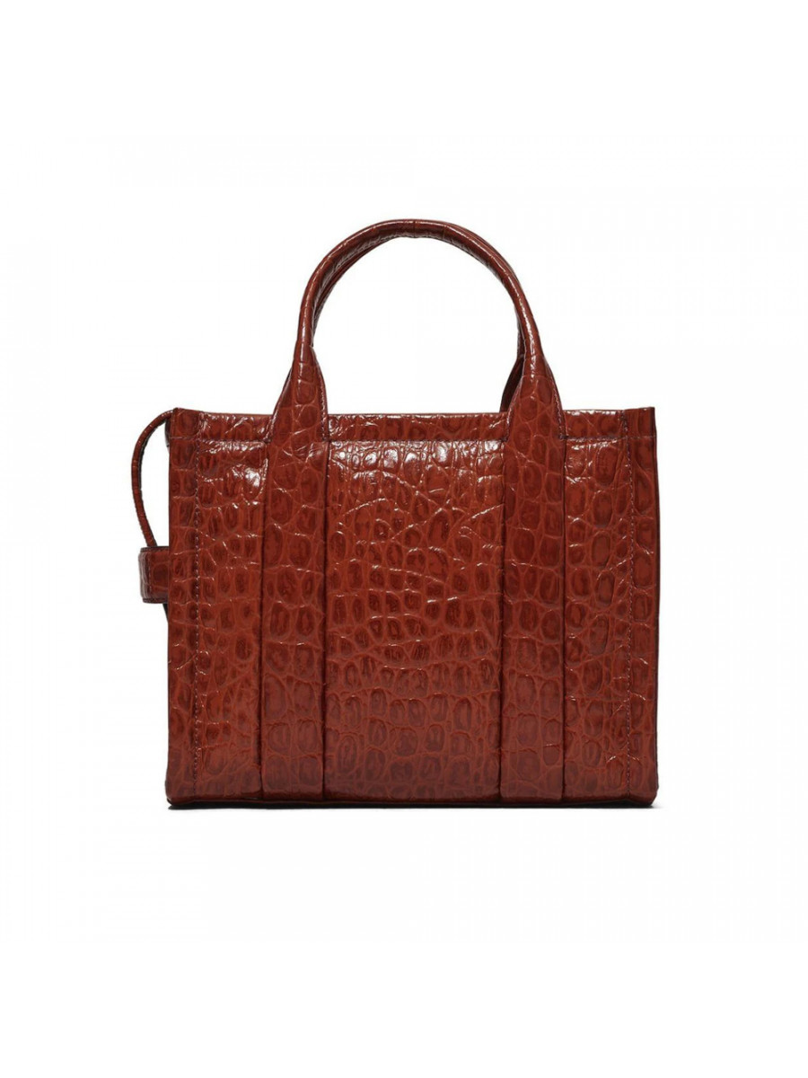 СУМКА MARC JACOBS THE SMALL CROC-EMBOSSED TOTE BAG SPICE BROWN